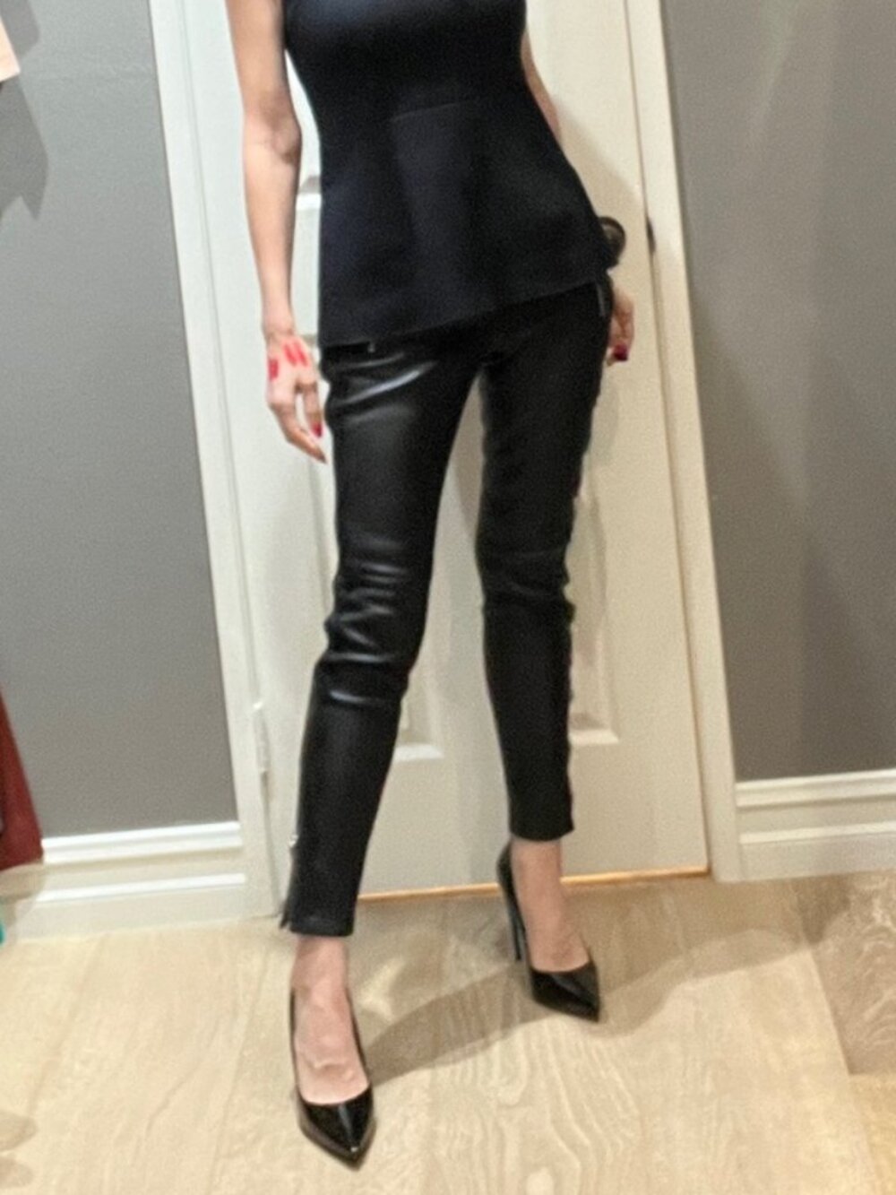 Alexander McQueen lace trim skinny leather pants size 40